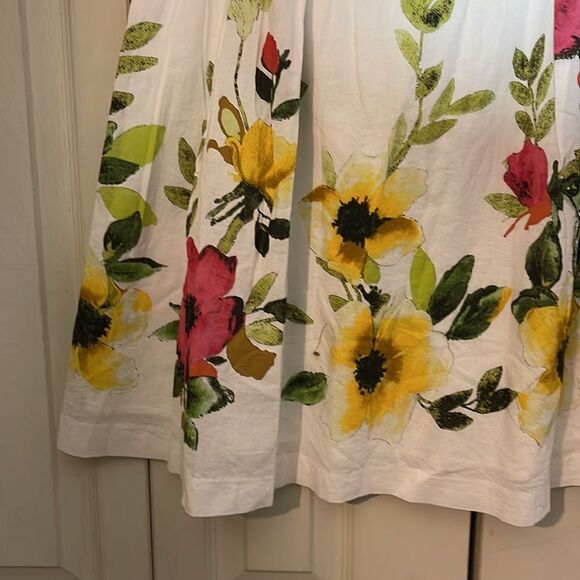 Orvis Vintage 1990s Y2K Retro Style A Line White Floral Cotton Skirt XS - Picture 4 of 15